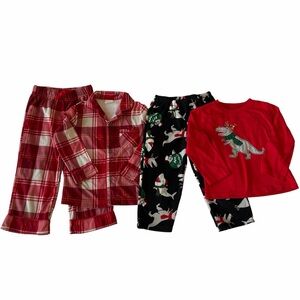 2/$30 Hearth and Hand Red Plaid and Carter’s Black Dinosaur Pajama Set